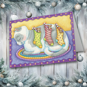 Carte de vœux de Noël Chaussettes Chat et Souris