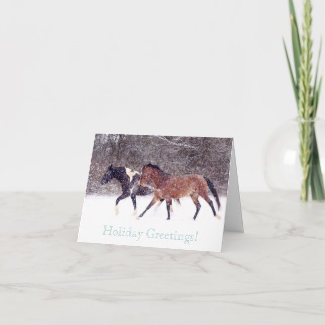 Carte de voeux de Noël Cheval de la grange d'hiver (Devant)