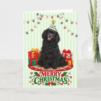 Carte de vœux de Noël Chien Noir Mignon