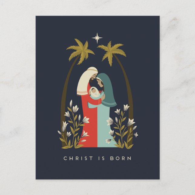 Carte de vœux de Noël Christ est né (Devant)