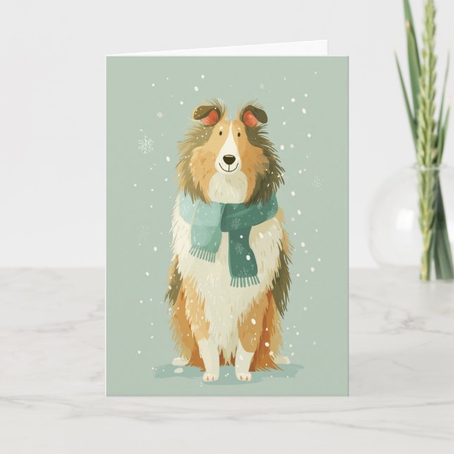 Carte de vœux de Noël Collie (Devant)