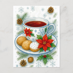 Carte de vœux de Noël cosy Thé et biscuits