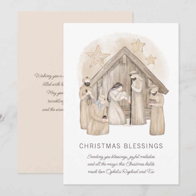 Carte de vœux de Noël Crèche Bohème (Devant / Derrière)