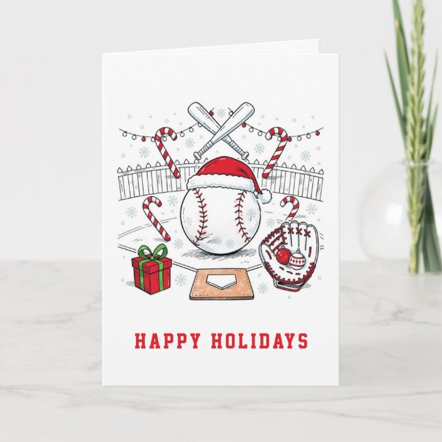 Carte de vœux de Noël de baseball (Devant)