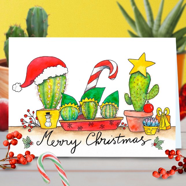 Carte de voeux de Noël de Cactus par Nicole Janes (Créateur téléchargé)