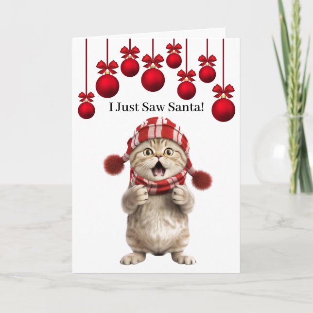 Carte de vœux de Noël de chat super mignon (Devant)