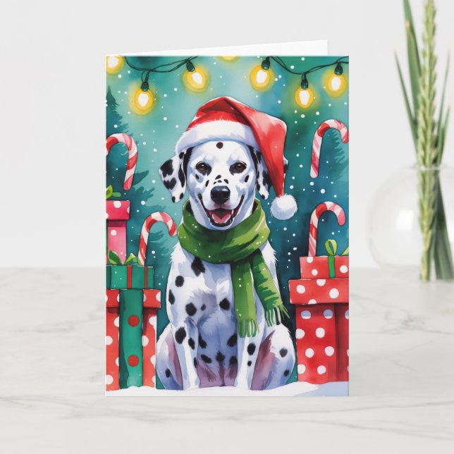Carte de voeux de Noël de chien dalmate (Devant)