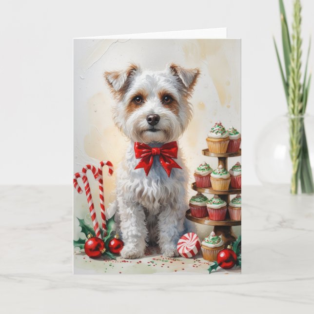 Carte de voeux de Noël de chien de Bedlington Terr (Devant)