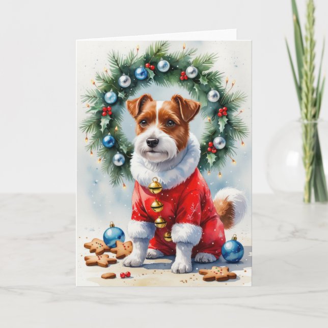 Carte de voeux de Noël de chien de Terrier frontal (Devant)