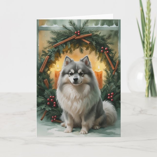 Carte de voeux de Noël de Chien Keeshond (Devant)