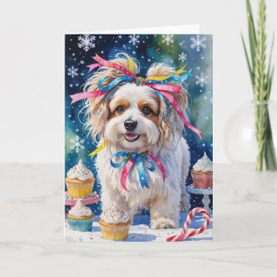 Carte de voeux de Noël de chien Lowchen