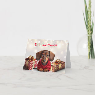 Carte de voeux de Noël de Chiot de Dachshund