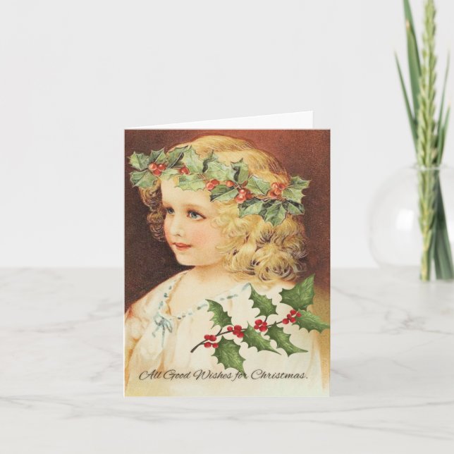 Carte de vœux de Noël de fille victorienne (Devant)