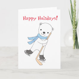 Carte de voeux de Noël de hockey sur glace d'ours