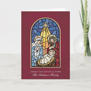 Carte de voeux de Noël de la Nativité en verre ten