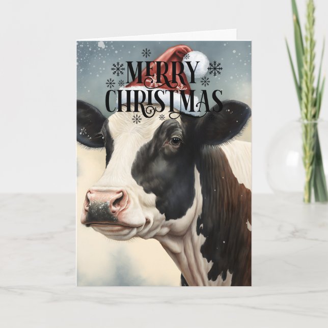 Carte de vœux de Noël de la vache unique (Devant)