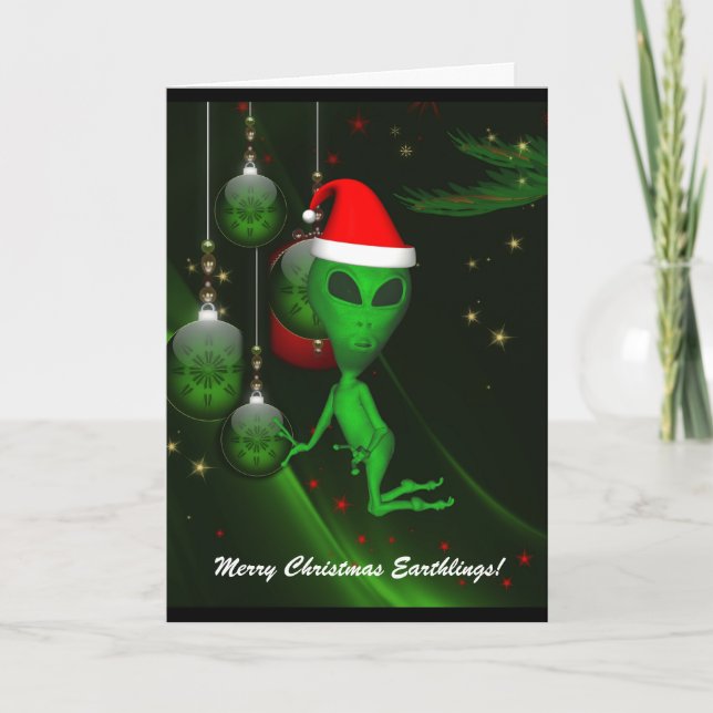 Carte de voeux de Noël de l'Alien Père Noël (Devant)