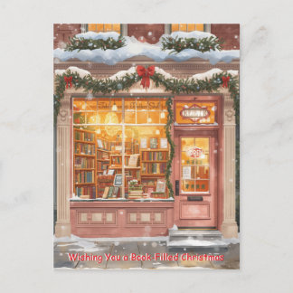 Carte de vœux de Noël de librairie cosy