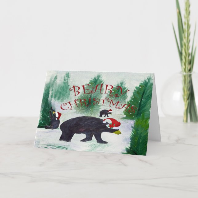 Carte de voeux de Noël de l'ours noir de Beary (Devant)