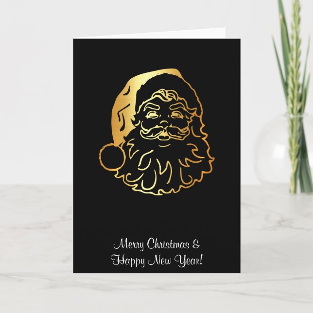 Carte de voeux de Noël de luxe avec Père Noël doré (Devant)