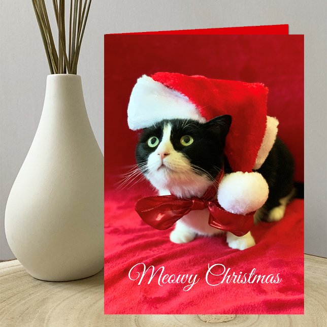 Carte de voeux de Noël de Meowy Christmas Cat (Créateur téléchargé)