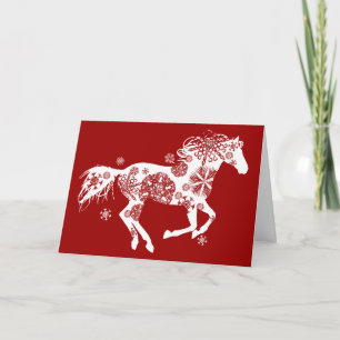 Carte de voeux de Noël de Noël de Snowflake Horse