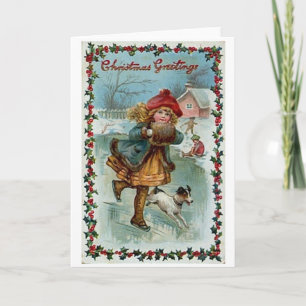 Carte de voeux de Noël de Patinage victorien
