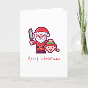 Carte de vœux de Noël de Père Noël et d'elfe