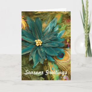 Carte de voeux de Noël de poinsettia de plume de