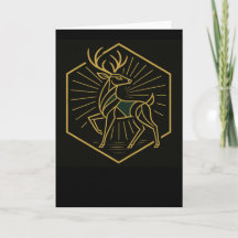 Carte de vœux de Noël de rennes Art Déco