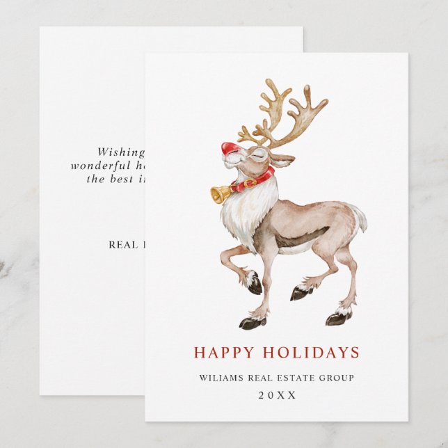 Carte de vœux de Noël de rennes d'entreprise (Devant / Derrière)
