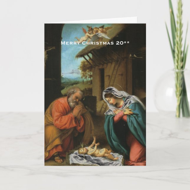 Carte de voeux de Noël de scène de nativité (Devant)