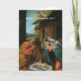 Carte de voeux de Noël de scène de nativité