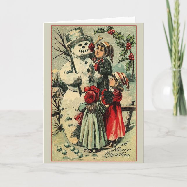 Carte de voeux de Noël de Snowman victorien (Devant)