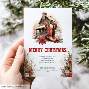 Carte de vœux de Noël de style ranch modifiable