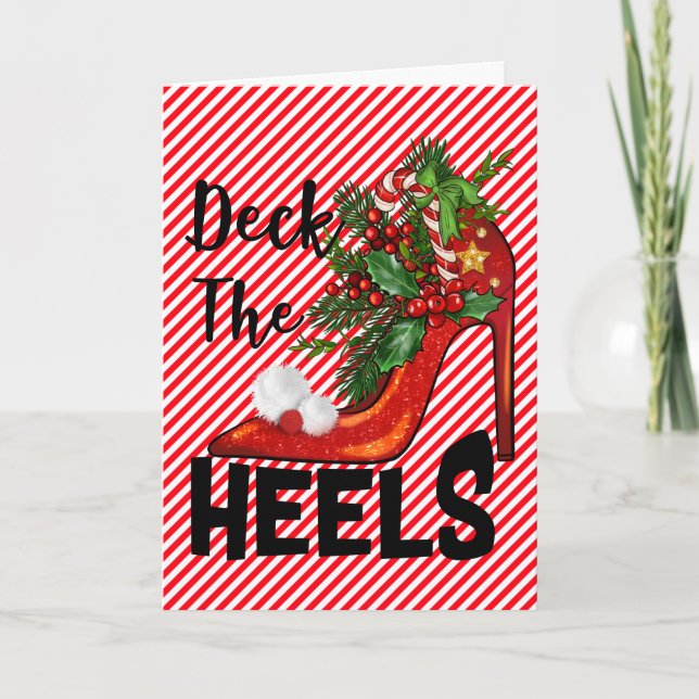 Carte de voeux de Noël Deck The Heels (Devant)