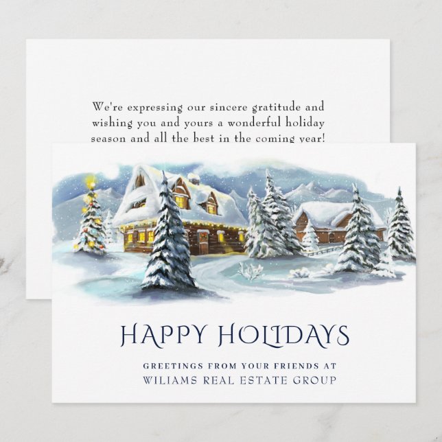 Carte de vœux de Noël d'entreprise Terre d'hiver é (Devant / Derrière)