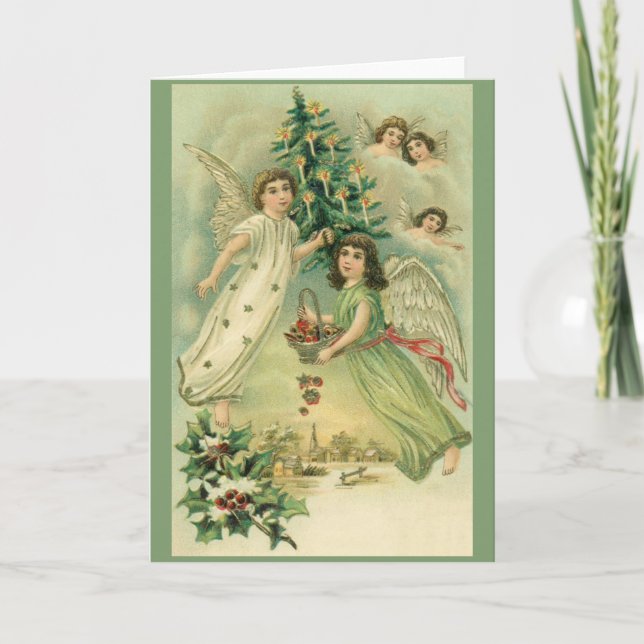 Carte de voeux de Noël des anges victoriens (Devant)