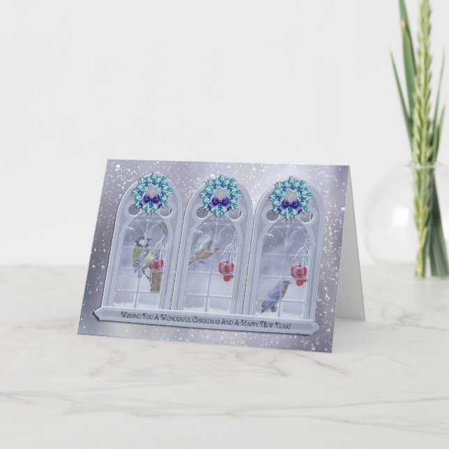 Carte de voeux de Noël des oiseaux de jardin (Devant)