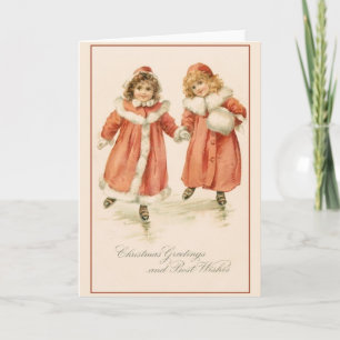 Carte de voeux de Noël des patineurs de glace vict