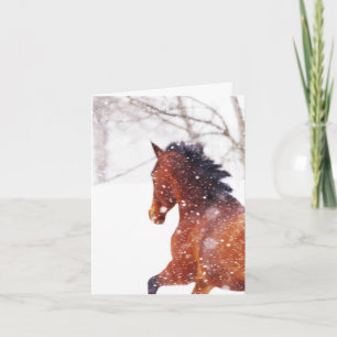Carte de voeux de Noël du Cheval Blizzard d'hiver
