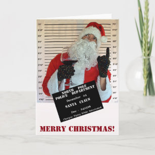 Carte de voeux de Noël du Père Noël Mugshot !