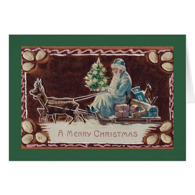 Carte de voeux de Noël du Père Noël victorien (Devant horizontal)