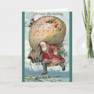Carte de voeux de Noël du Père Noël victorien