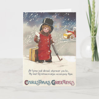 Carte de voeux de Noël du voyageur victorien