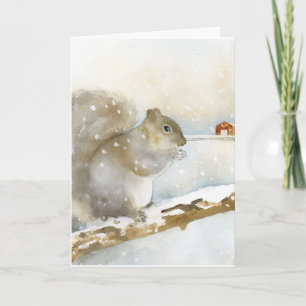 Carte de voeux de Noël - Écureuil en hiver