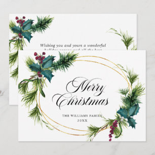 Carte de vœux de Noël Élégant Sapin de Noël Baie d
