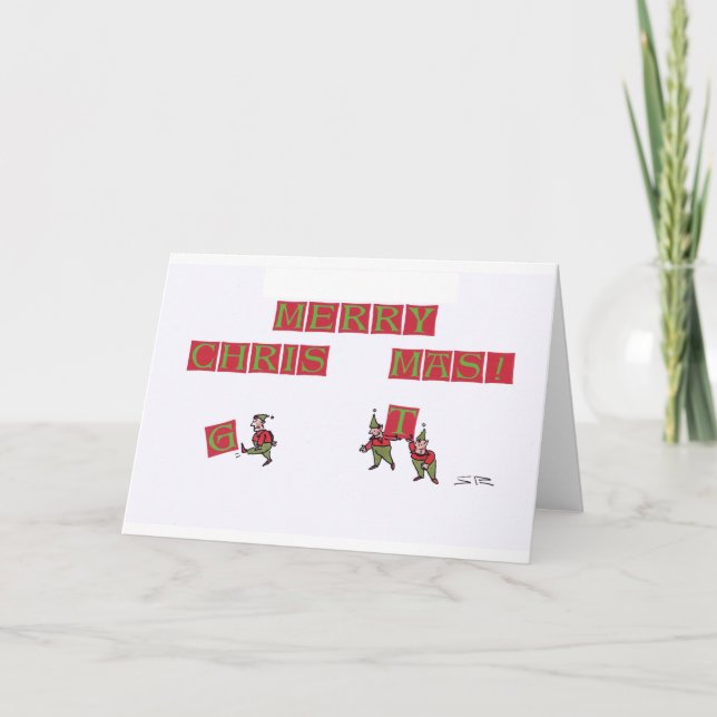 Carte de voeux de Noël Elf Typo (Devant)