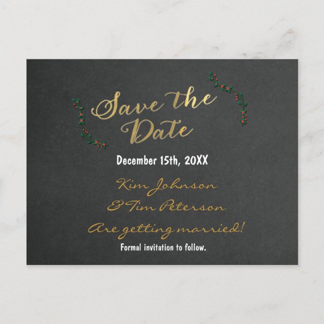 Carte de vœux de Noël en tableau noir doré pour an (Devant)