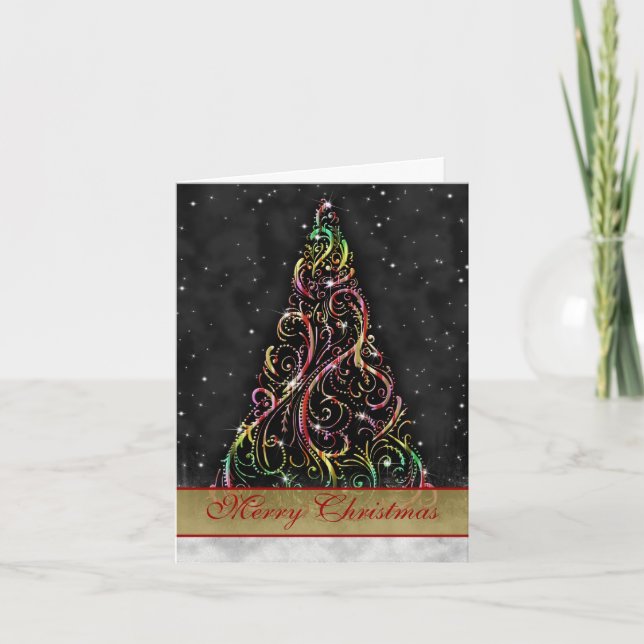 Carte de voeux de Noël étoilée tourbillonnant (Devant)